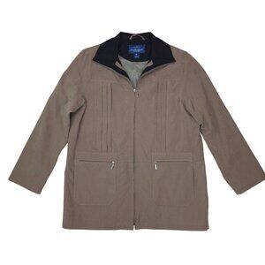 Mackintosh Womens Zip-Up Jacket Medium Beige Nylon-Blend Zip Pockets Lightweight